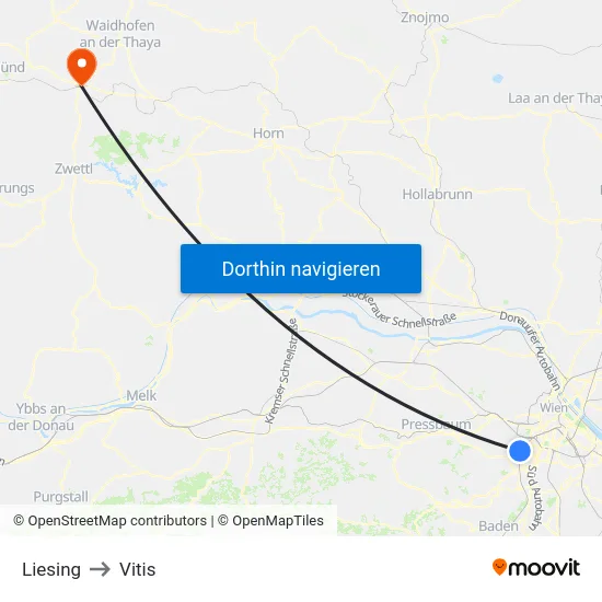 Liesing to Vitis map