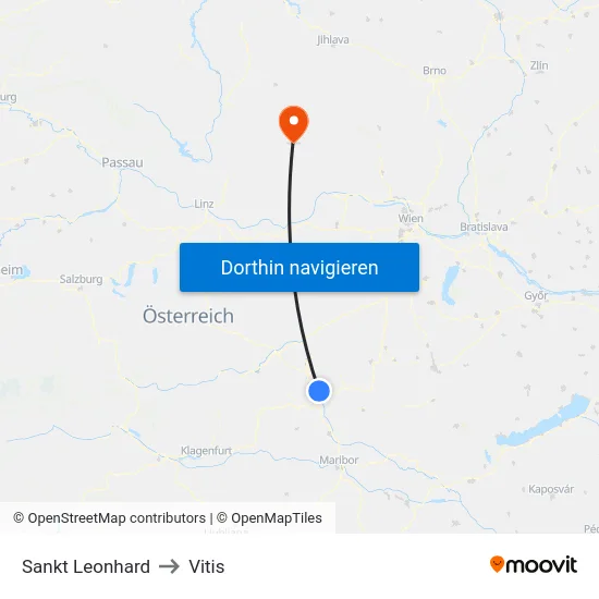 Sankt Leonhard to Vitis map