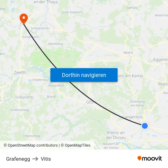 Grafenegg to Vitis map