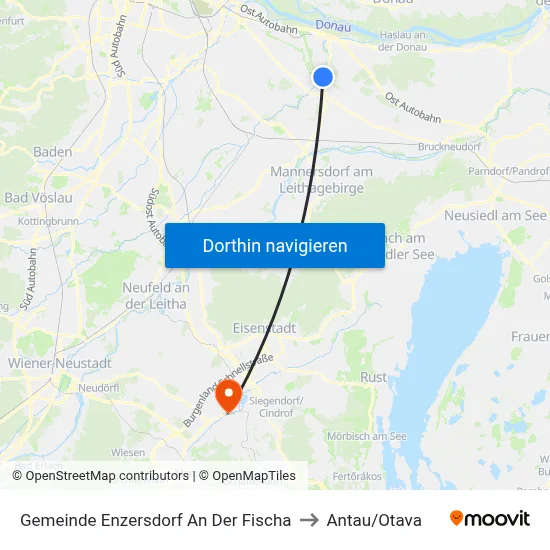 Gemeinde Enzersdorf An Der Fischa to Antau/Otava map