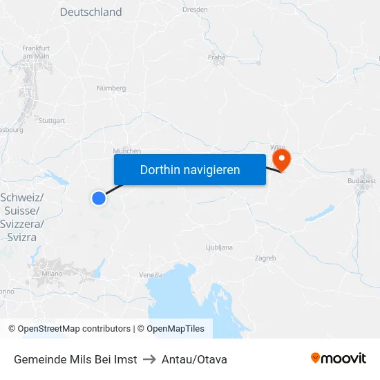 Gemeinde Mils Bei Imst to Antau/Otava map