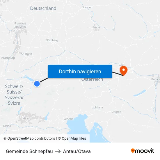 Gemeinde Schnepfau to Antau/Otava map