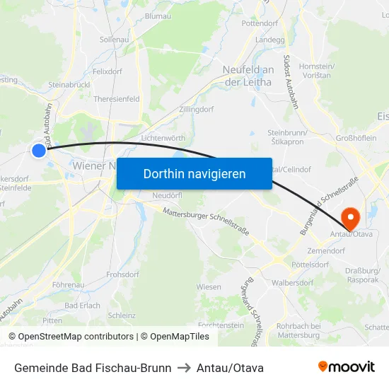Gemeinde Bad Fischau-Brunn to Antau/Otava map