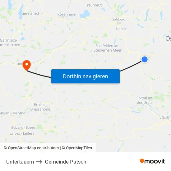 Untertauern to Gemeinde Patsch map