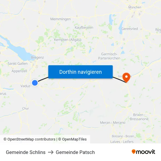 Gemeinde Schlins to Gemeinde Patsch map