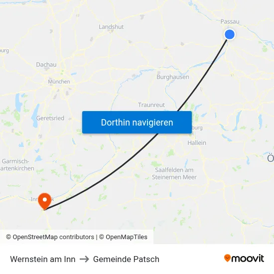 Wernstein am Inn to Gemeinde Patsch map
