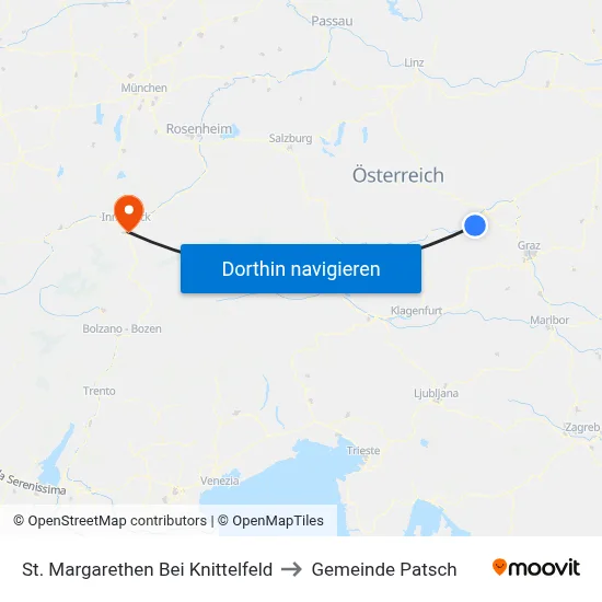 St. Margarethen Bei Knittelfeld to Gemeinde Patsch map