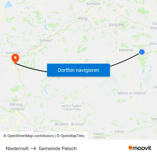 Niedernsill to Gemeinde Patsch map