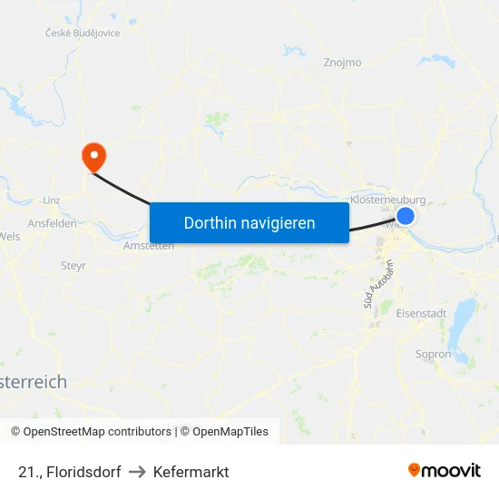 21., Floridsdorf to Kefermarkt map