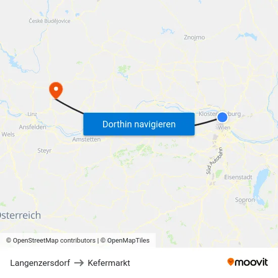 Langenzersdorf to Kefermarkt map