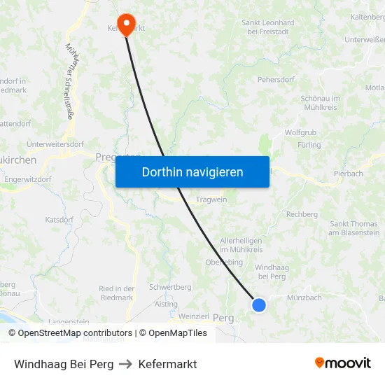 Windhaag Bei Perg to Kefermarkt map