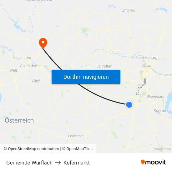 Gemeinde Würflach to Kefermarkt map