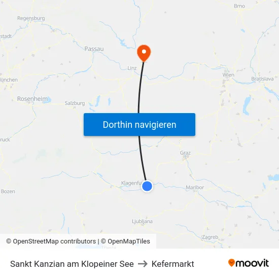 Sankt Kanzian am Klopeiner See to Kefermarkt map