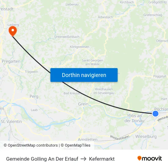 Gemeinde Golling An Der Erlauf to Kefermarkt map