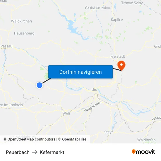 Peuerbach to Kefermarkt map