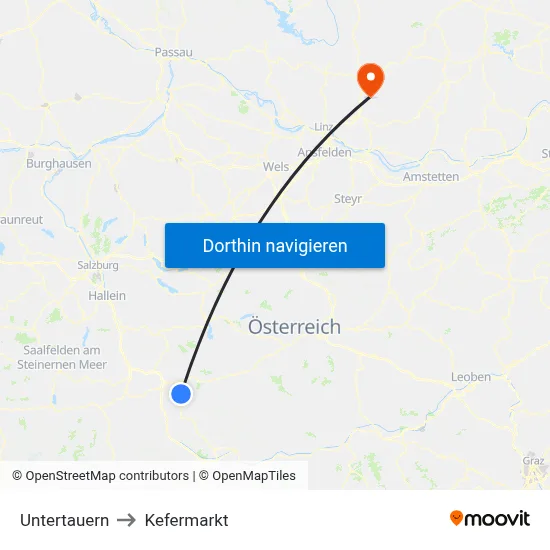 Untertauern to Kefermarkt map