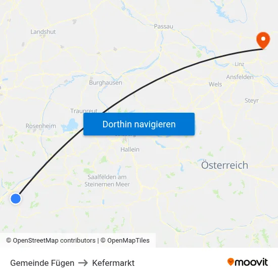 Gemeinde Fügen to Kefermarkt map