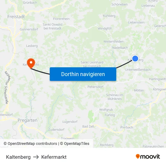 Kaltenberg to Kefermarkt map