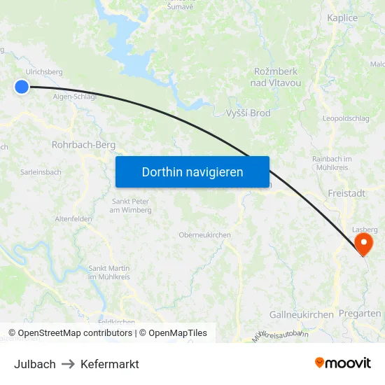 Julbach to Kefermarkt map