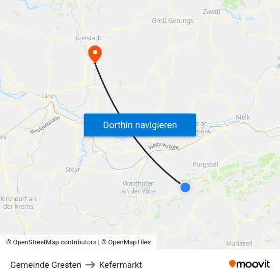 Gemeinde Gresten to Kefermarkt map