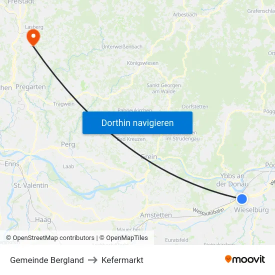 Gemeinde Bergland to Kefermarkt map