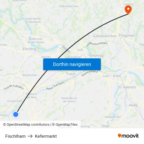 Fischlham to Kefermarkt map