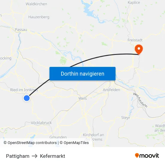 Pattigham to Kefermarkt map