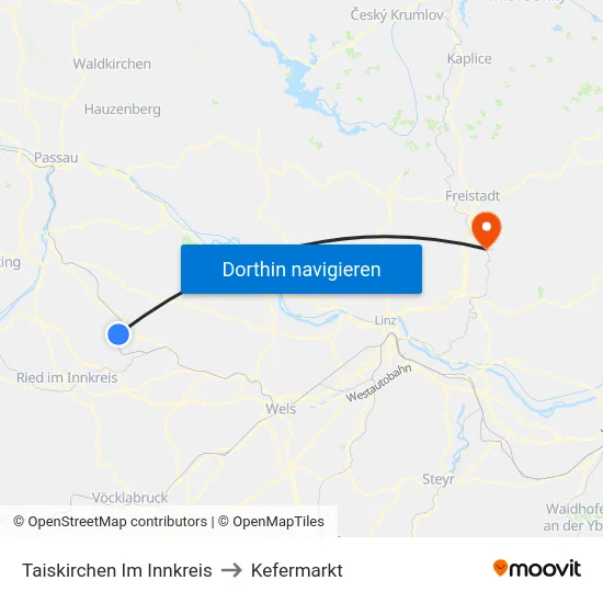 Taiskirchen Im Innkreis to Kefermarkt map