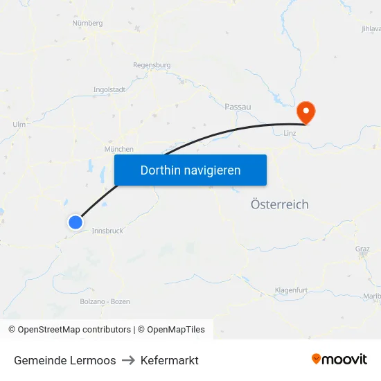 Gemeinde Lermoos to Kefermarkt map