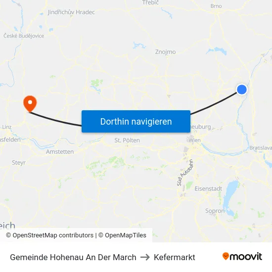 Gemeinde Hohenau An Der March to Kefermarkt map