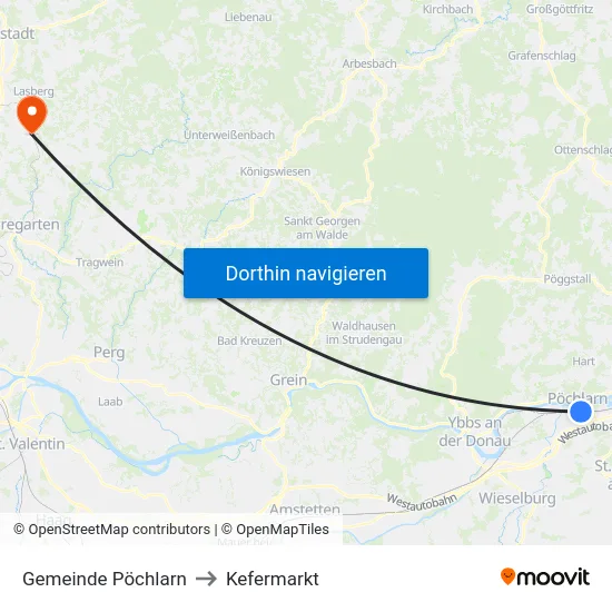 Gemeinde Pöchlarn to Kefermarkt map