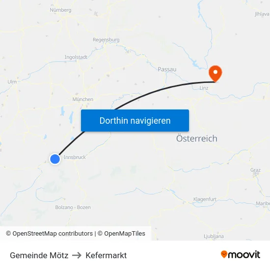 Gemeinde Mötz to Kefermarkt map
