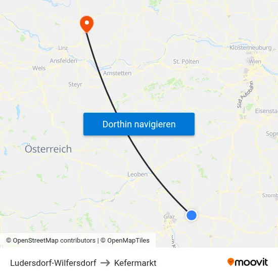 Ludersdorf-Wilfersdorf to Kefermarkt map