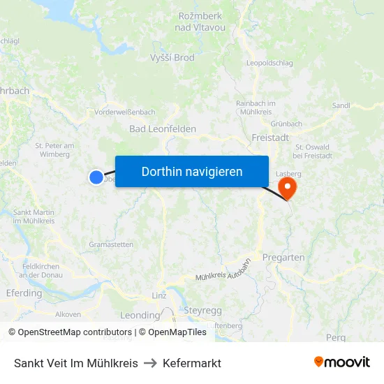 Sankt Veit Im Mühlkreis to Kefermarkt map