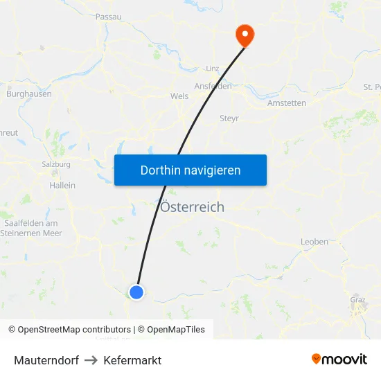 Mauterndorf to Kefermarkt map
