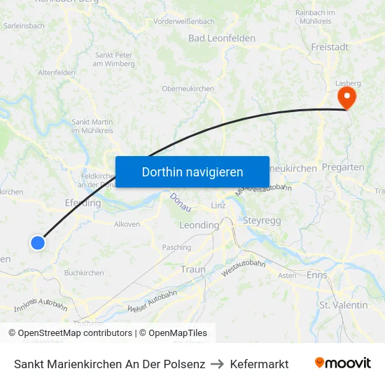 Sankt Marienkirchen An Der Polsenz to Kefermarkt map