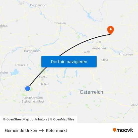 Gemeinde Unken to Kefermarkt map