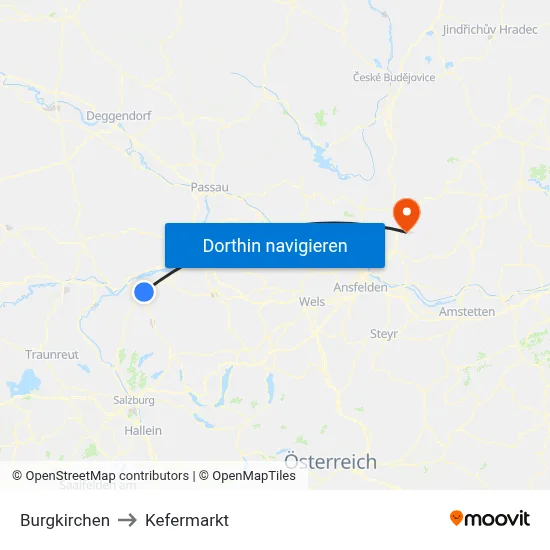 Burgkirchen to Kefermarkt map