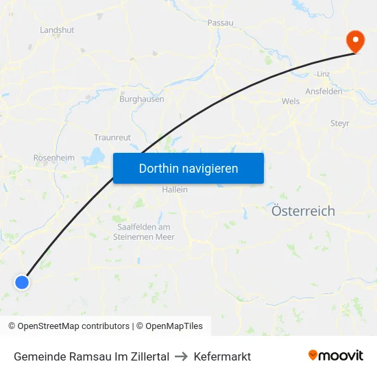 Gemeinde Ramsau Im Zillertal to Kefermarkt map