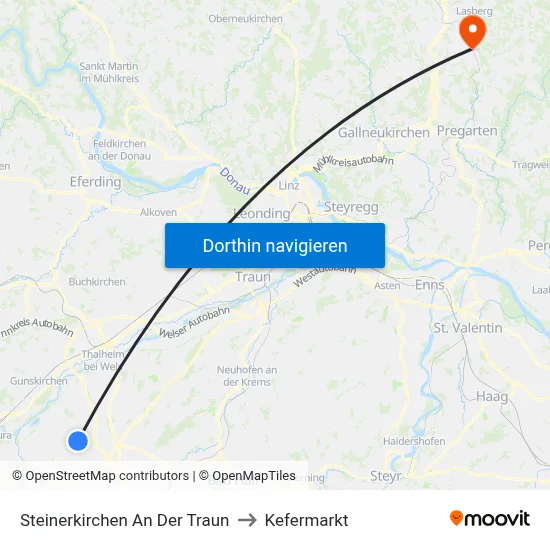 Steinerkirchen An Der Traun to Kefermarkt map