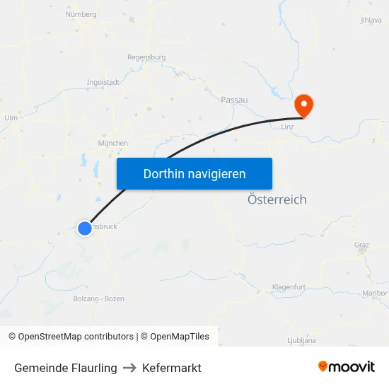 Gemeinde Flaurling to Kefermarkt map