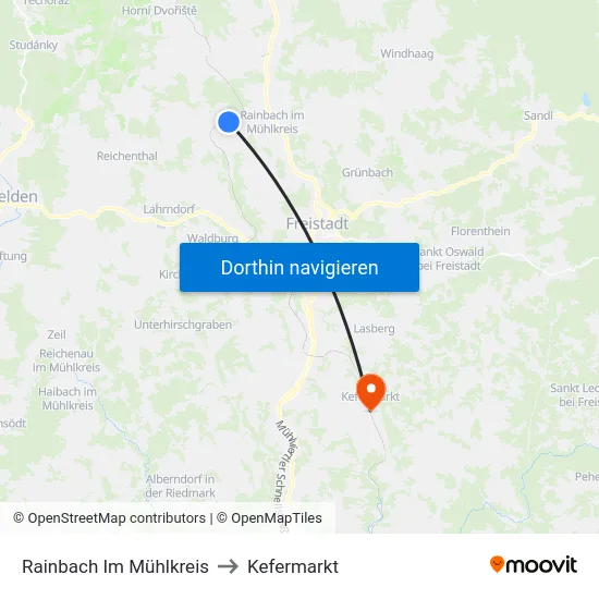 Rainbach Im Mühlkreis to Kefermarkt map