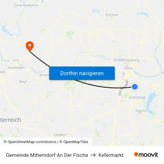 Gemeinde Mitterndorf An Der Fischa to Kefermarkt map