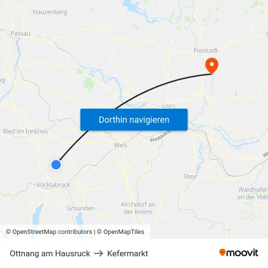Ottnang am Hausruck to Kefermarkt map