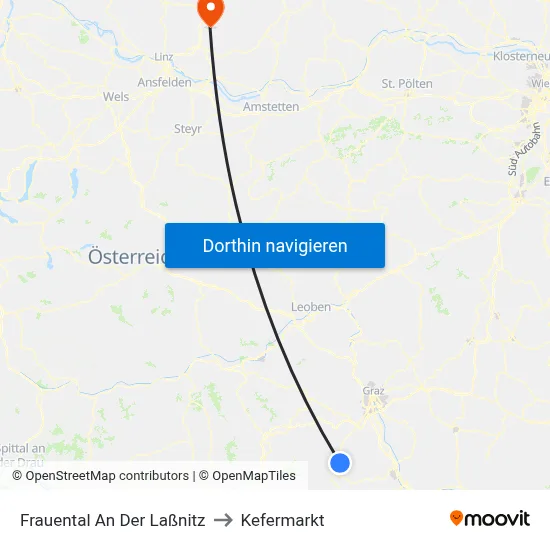 Frauental An Der Laßnitz to Kefermarkt map