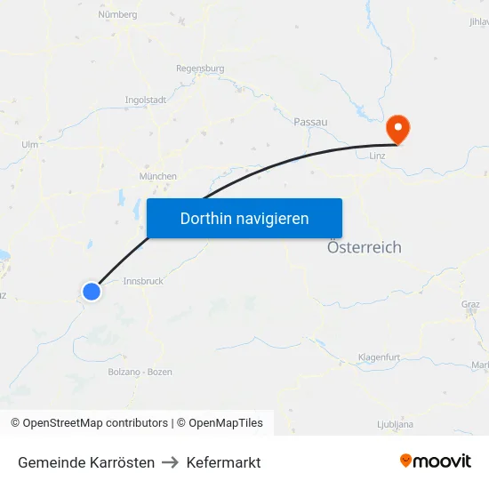 Gemeinde Karrösten to Kefermarkt map