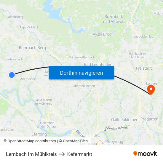 Lembach Im Mühlkreis to Kefermarkt map
