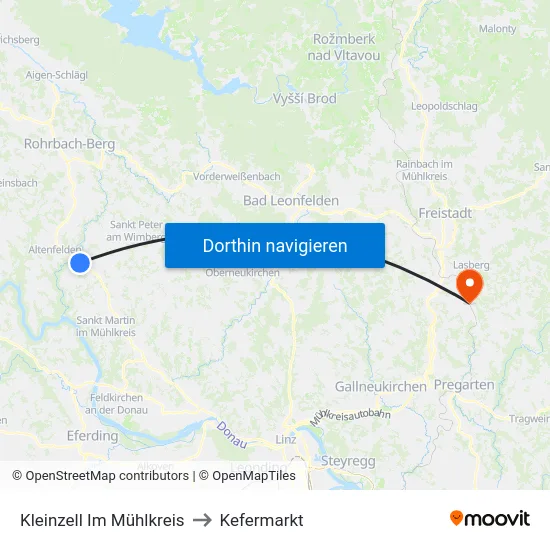Kleinzell Im Mühlkreis to Kefermarkt map