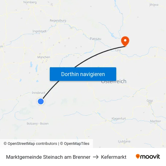 Marktgemeinde Steinach am Brenner to Kefermarkt map