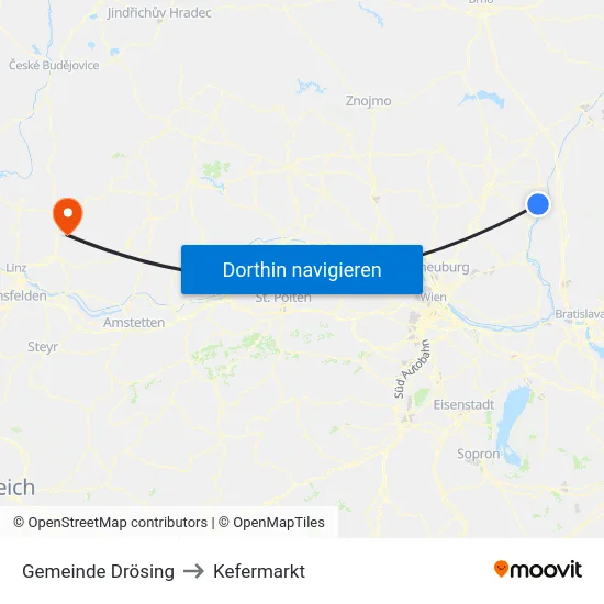 Gemeinde Drösing to Kefermarkt map